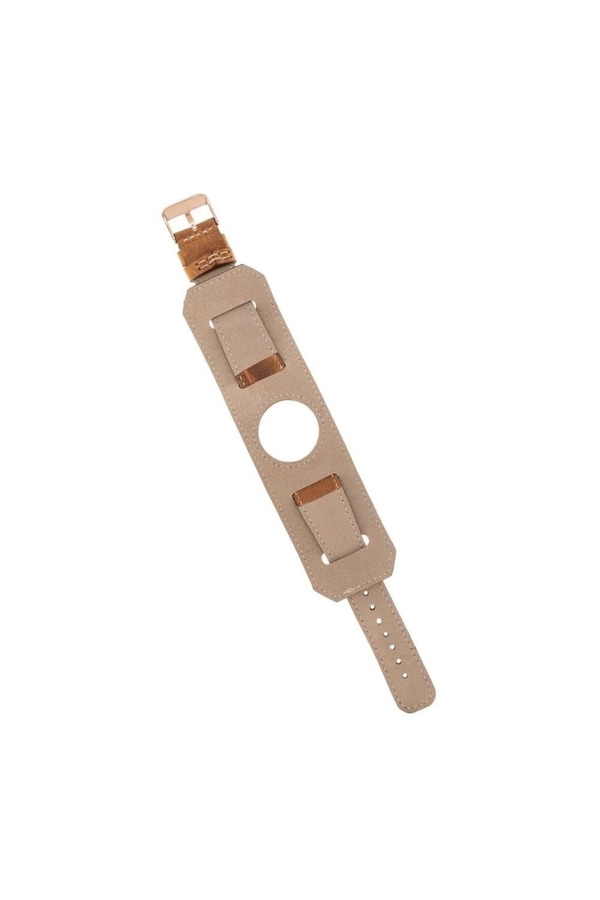Apple Watch Uyumlu Deri̇ Kordon 42-44-45Mm Cuff G19 Taba