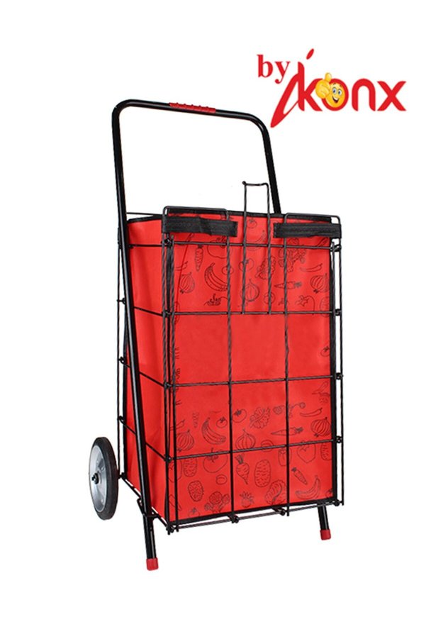 BYİKONİX Metal Tekerlekli 6ml Kalın Telli Büyük Boy Pazar Arabası 95 x 95