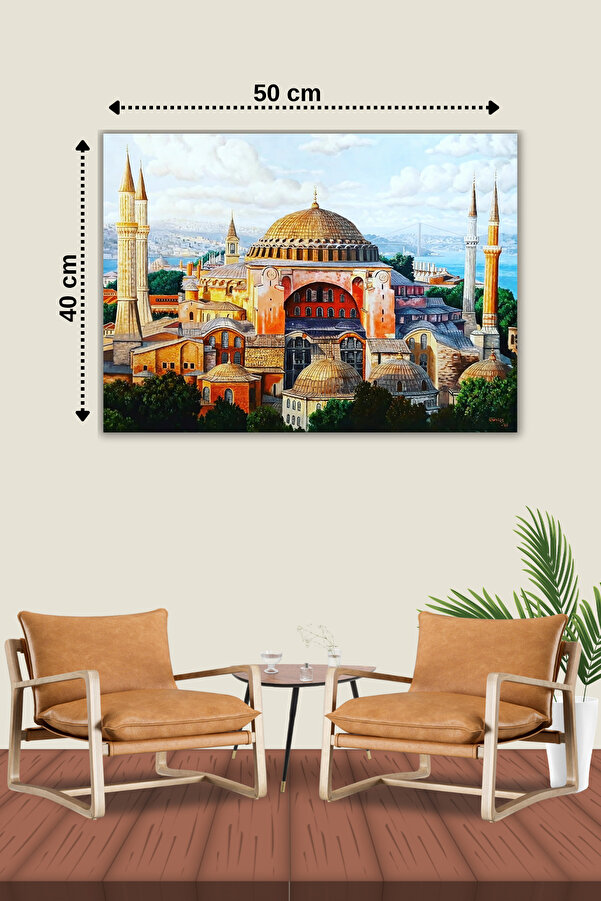 Hondep 5D Elmas Boyama Mozai̇k Tablo Tuvale Geri̇li̇ 40X50 Cm Ayasofya Puzzle Tuval Seti̇