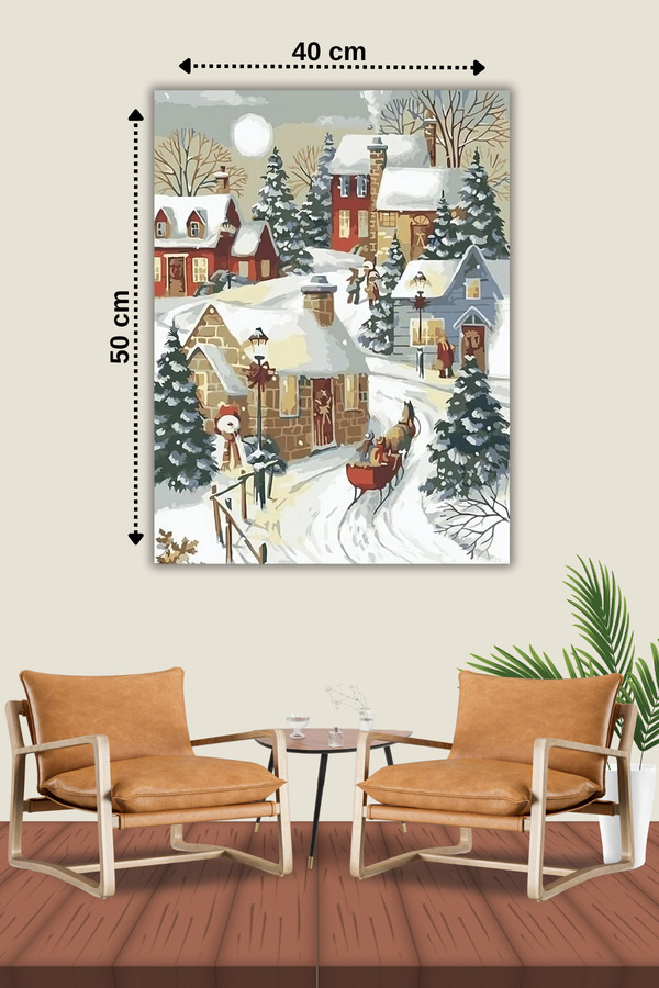 Hondep 5D Elmas Boyama – Noel Neşesi̇ - Yılbaşı | 40X50 Cm Tuvale Geri̇li̇ Premi̇um Dıy Puzzle Hobi̇ Seti̇