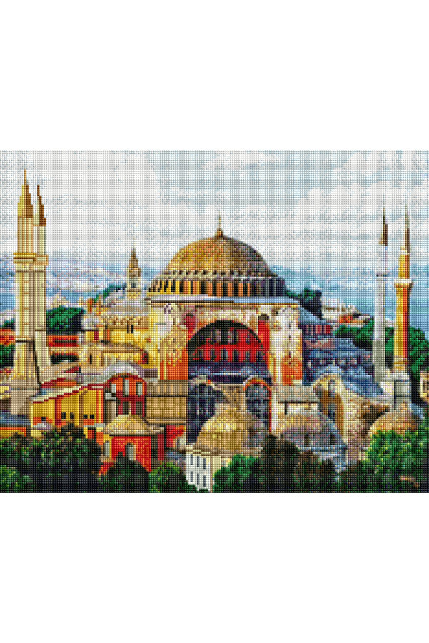 Hondep 5D Elmas Boyama Mozai̇k Tablo Tuvale Geri̇li̇ 40X50 Cm Ayasofya Puzzle Tuval Seti̇