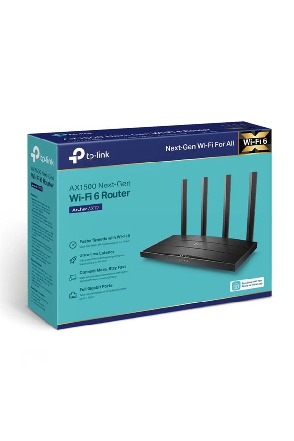 TP-LINK Archer Ax12 Ax1500 Wı-fı6 4 Port Gıgabıt 2.4/5ghz Dual Band Router