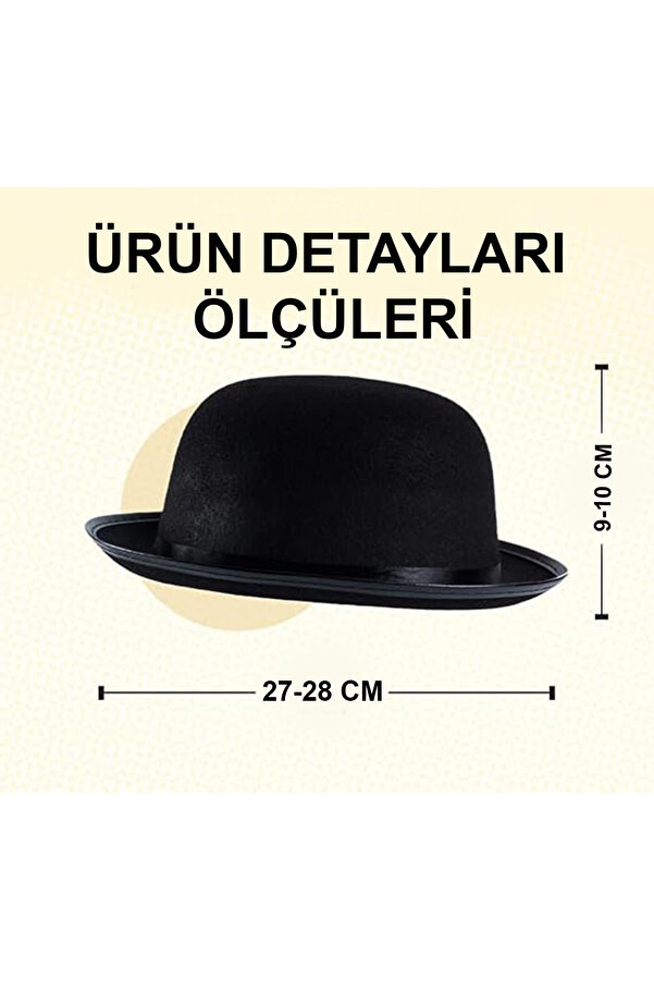 Bi̇lfold Charli̇e Chapli̇n Sti̇l Çocuk Şapkası – Si̇yaelon Parti̇ Şapkası