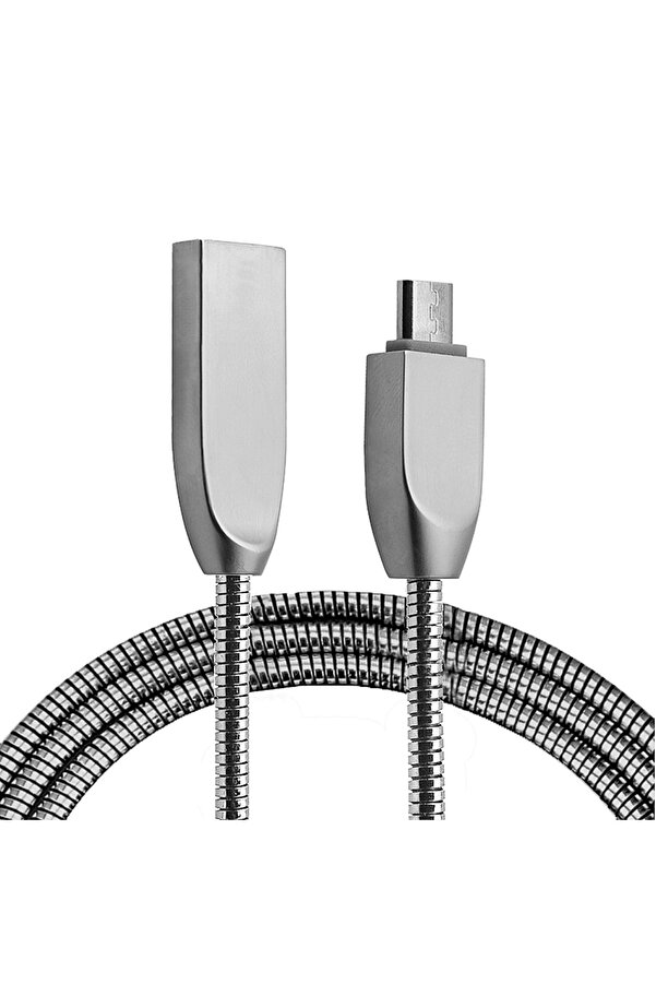 Ally Mi̇cro Usb Zi̇nc Alloy Dayanıklı 24 A Metal 1Mm Usb Kablo-(1903)