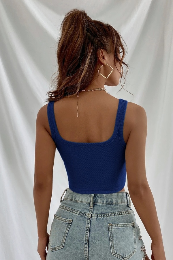 Dygbouti̇que Kadın Laci̇vert Kalın Askılı Crop Top Büsti̇yer