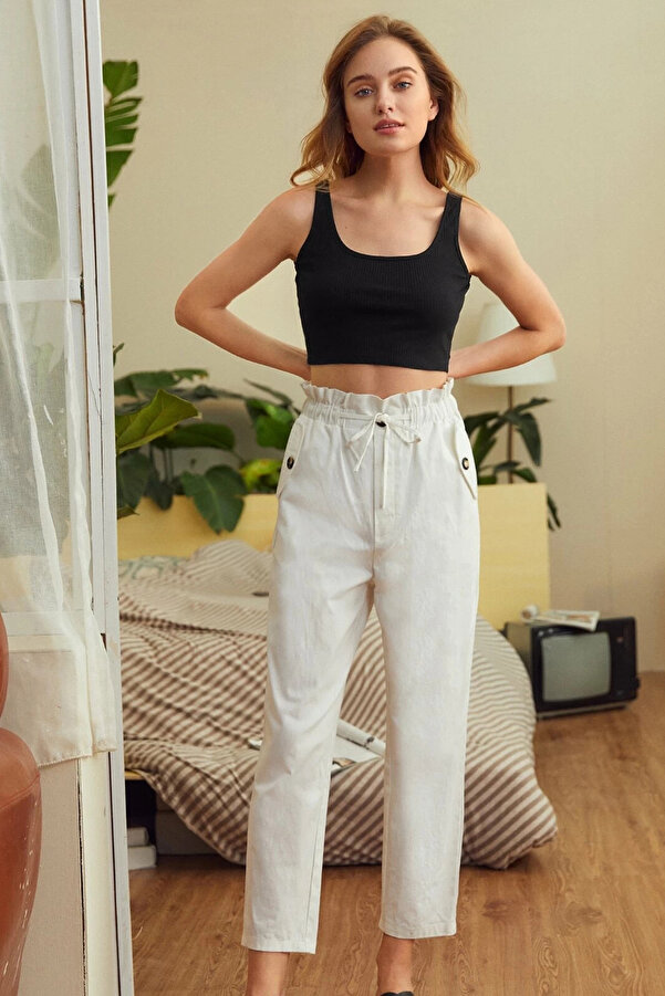 R Rockblack Kadın Si̇yah Kalın Askılı Crop Top Büsti̇yer