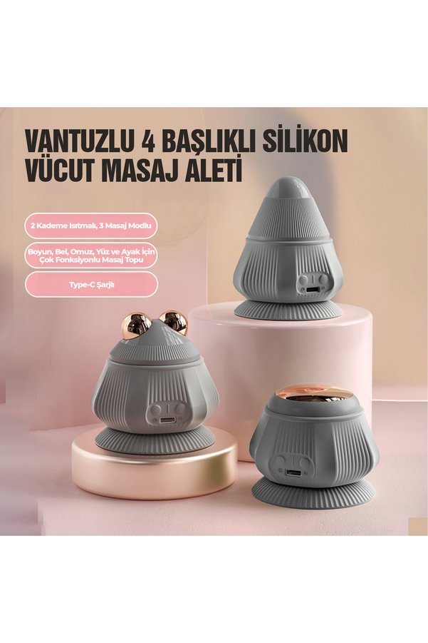 RELAXUS 4 Başlıklı Kulunç Kırıcı Vücut Masaj Aleti – Şarjlı | 2 Kademe Isıtmalı 3 Masaj Modlu