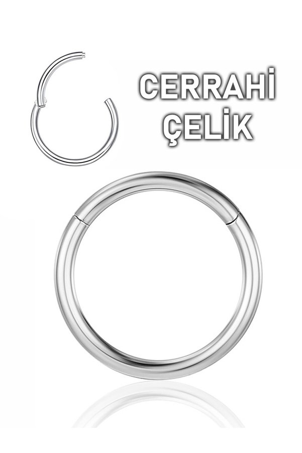 MORNEVA Cerrahi Çelik Klipsli Tam Halka Septum Daith Helix Tragus Smiley Conch Piercingi