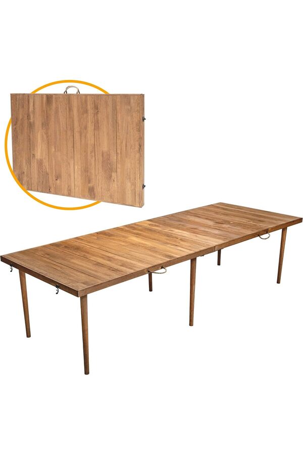 Snshop Katlanır Kamp, Pi̇kni̇k Ve Bahçe Masası 75X200 Cm - Cevi̇z Renk 467437