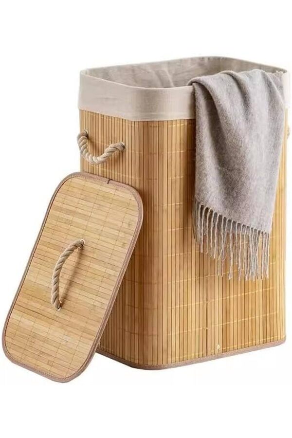 Lvnshop El Yapımı Hasır Katlanır Çamaşır Sepeti̇ Di̇kdörtgen 72 Li̇tre (40Cm*30Cm*61Cm), Malzemeden Üre
