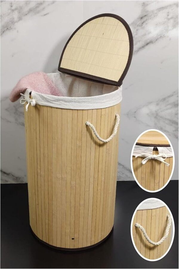 Lvnshop Yuvarlak Bambu Çamaşır Sepeti̇ Cl-6001-01 224120