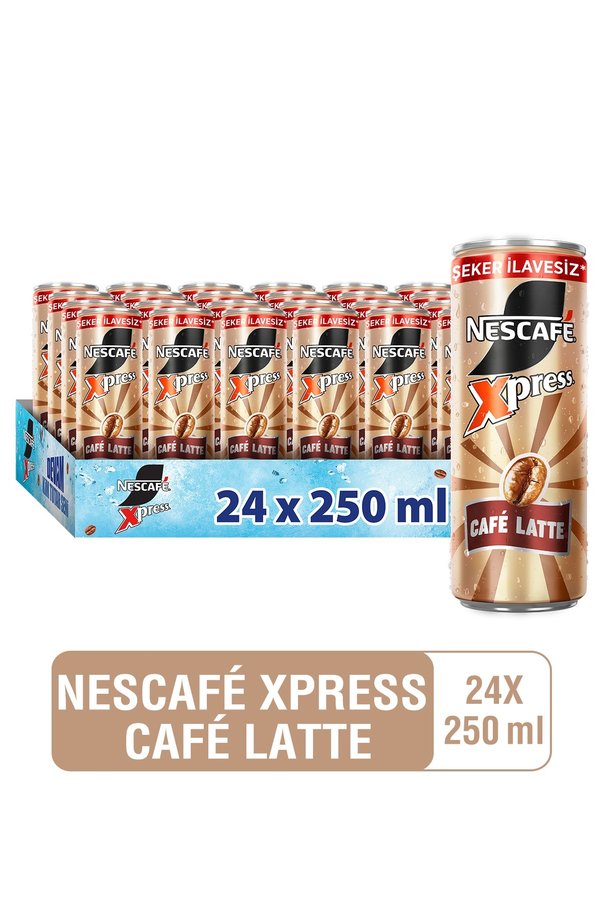 Nescafe Nescafé Xpress Café Latte Şeker İlavesiz Soğuk Kahve 250ml x24