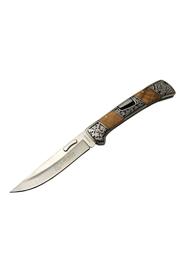 A3159-D Kahverengi̇ Kamp Çakı 23,5Cm- Ahşap Sap, Kaplan İşlemeli̇