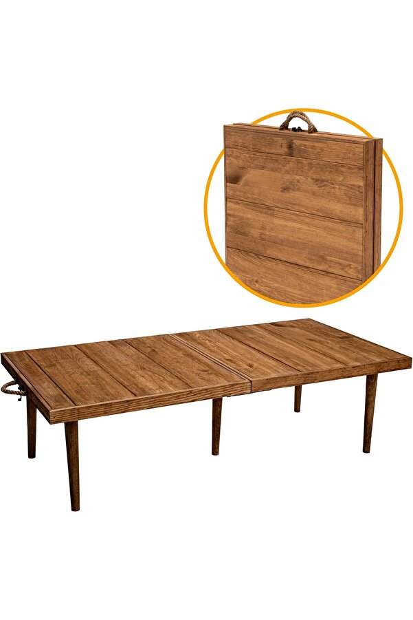 Modaflux Katlanır Kamp, Pi̇kni̇k Ve Bahçe Masası 55X110 Cm - Cevi̇z Renk Polynova 395519