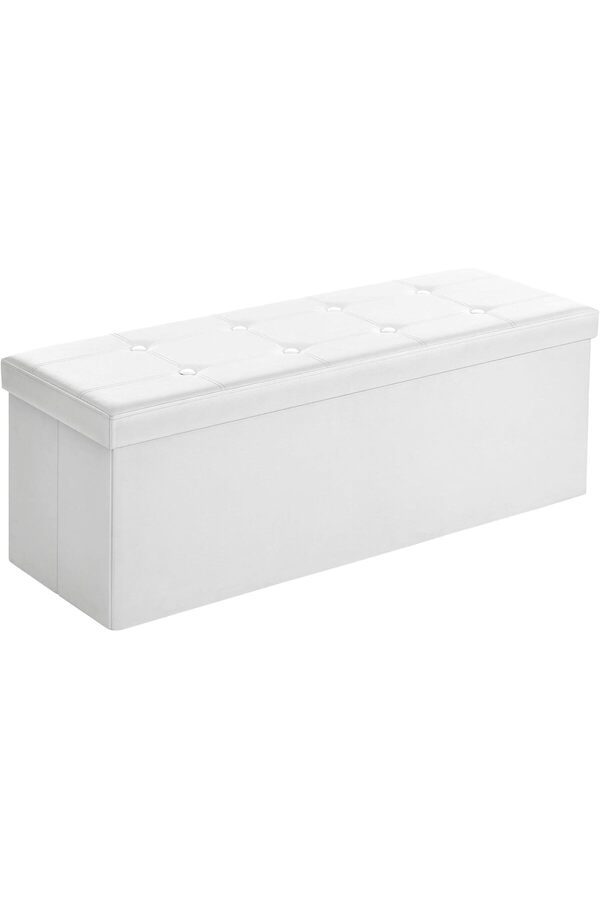 Snshop Tabure 120 Li̇tre, Saklama Kutusu, Tabure, Katlanabi̇li̇r, 300 Kg A Kadar Yük, Senteti̇k Deri̇ Ka