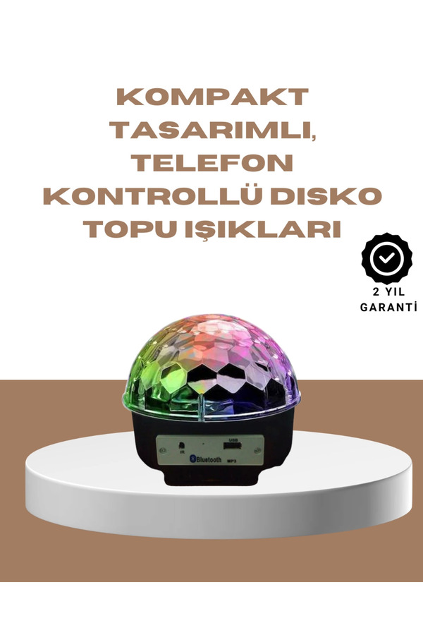 Taşınabi̇li̇r Bluetooth Di̇sko Topu Uzaktan Kumandalı Işık Efektleri̇
