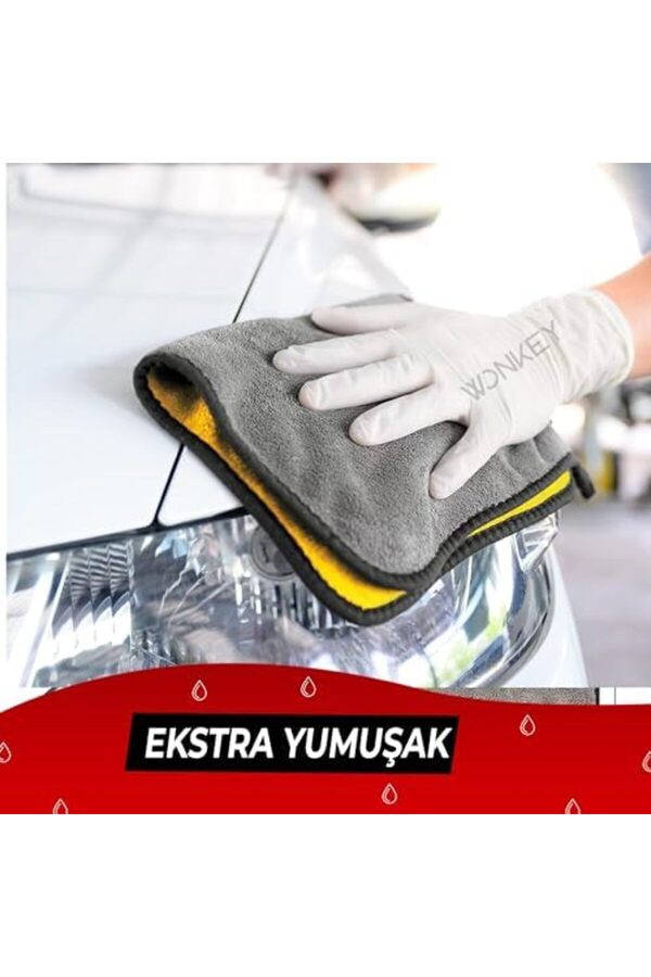 Snshop - Ultra Kalın Mi̇krofi̇ber Oto Araba Yıkama Kurulama Havlusu 60X30 Cm, Orta Boy Çi̇ft Katlı