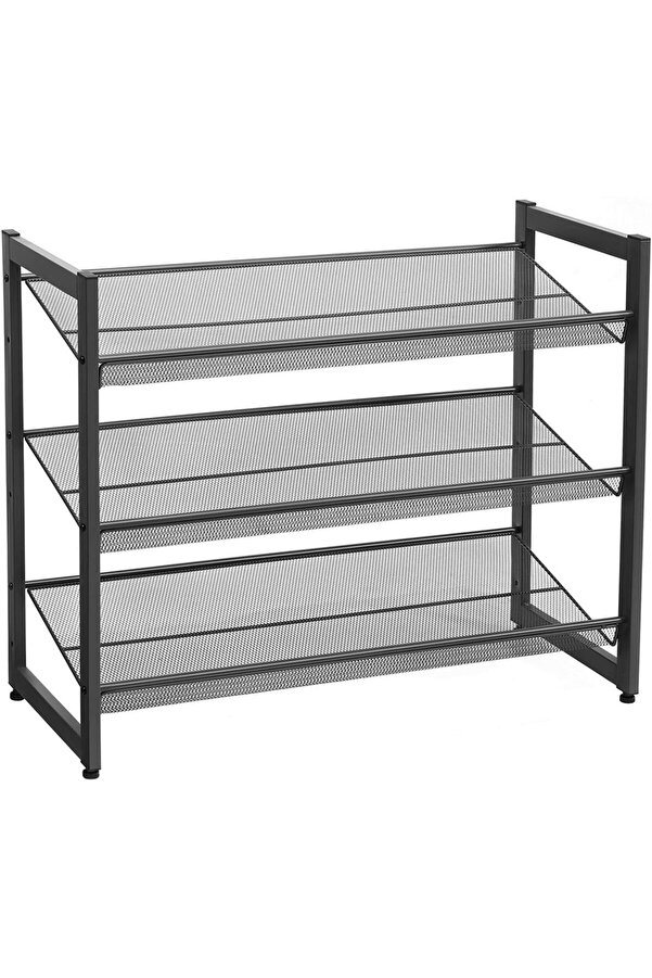 Sellbuyst 3 Katlı Metal Ayakkabı Rafı, Fi̇leli̇ Raf, Ayarlanabi̇li̇r Koyma Alanlı Düz Veya Açılı