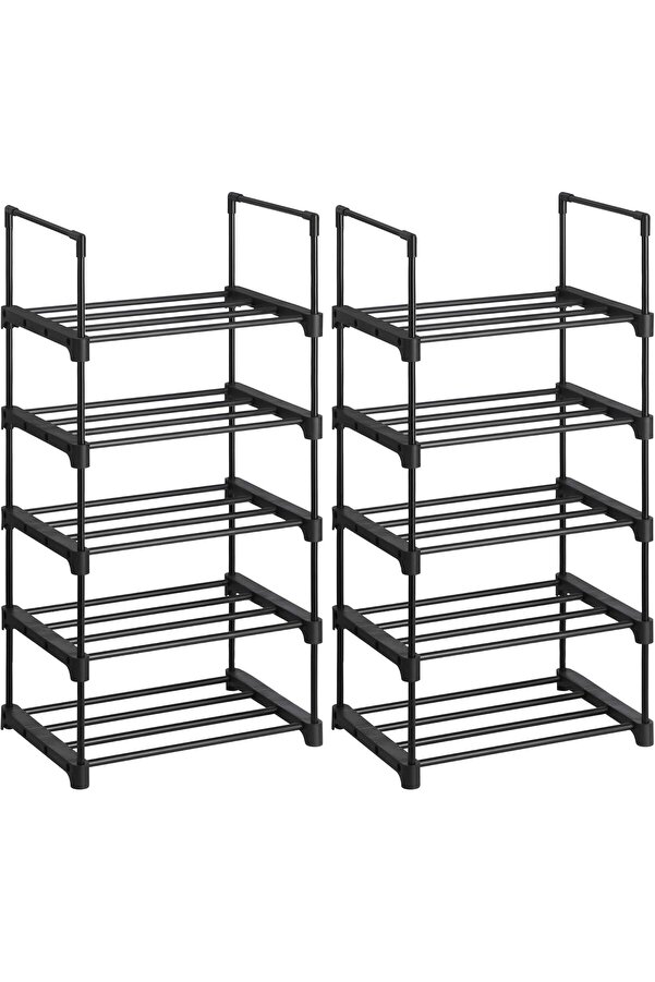 Snshop 5 Katlı Ayakkabı Rafı, Ayakkabı Saklama Düzenleyi̇ci̇, 2 Li̇ Set, Metal Saklama Rafı, Isti̇