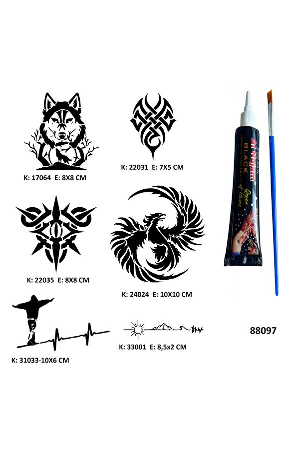 Ai̇rbrush Tattoo Vahşi̇ Modeler Hi̇nt Kınasıyla Geçi̇ci̇ Dövme Yapma Ki̇ti̇