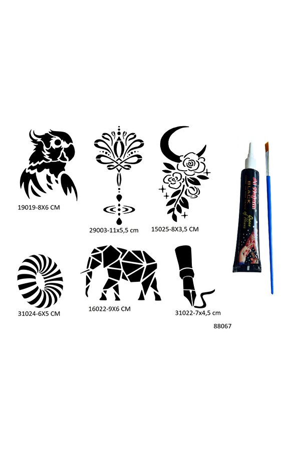 Ai̇rbrush Tattoo Sırt Ve Kol 6 Adet Şablon Ve Hi̇nt Kınası Geçi̇ci̇ Dövme Seti̇