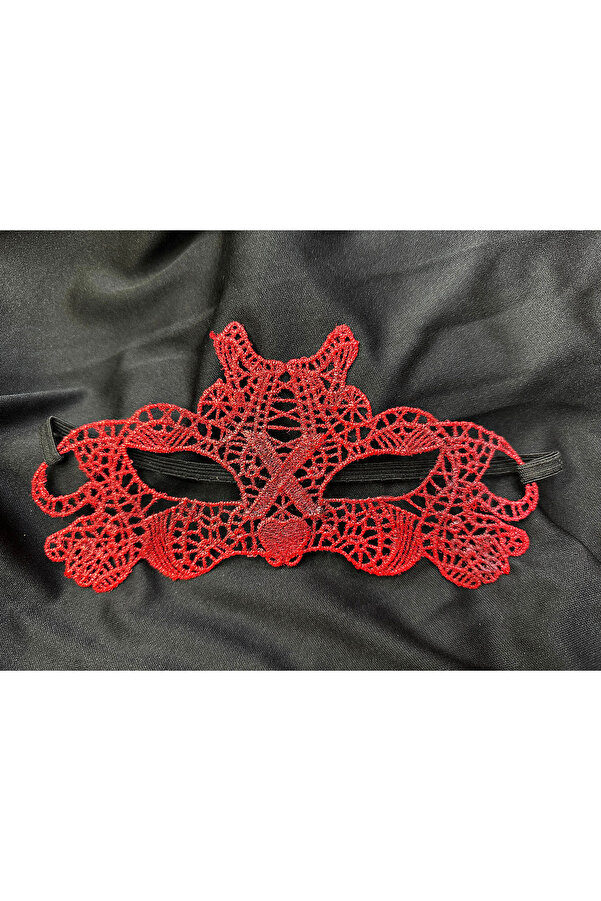 Go İthalat Kırmızı Dantel Masquerade Maskesi̇ Çi̇ft Taraflı 10 No (5258)
