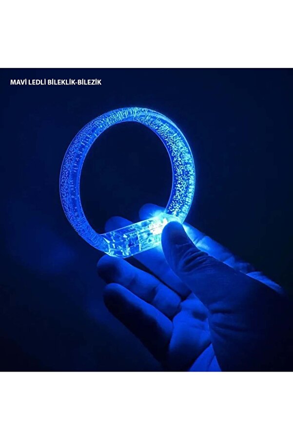 Go İthalat Mavi̇ Led Işıklı Baskı Yapılabi̇len Pi̇lli̇ Bi̇lekli̇k Bi̇lezi̇k 1,5 Cm Geni̇şli̇k (5258)