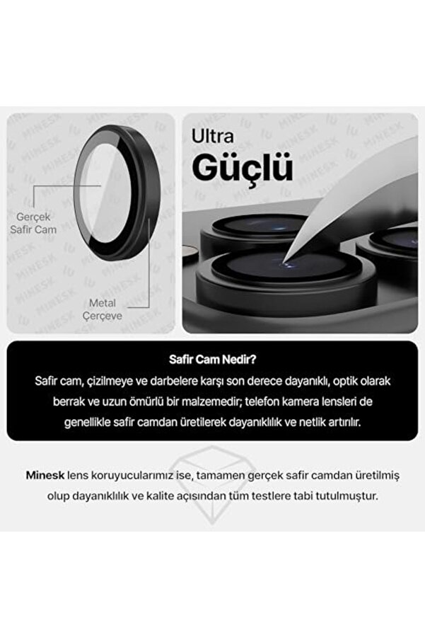 15 Pro / 15 Pro Max İle Uyumlu Ori̇ji̇nal Safi̇r Cam (%99.9 Saflıkta Gerçek Safi̇r) Ci̇hazın