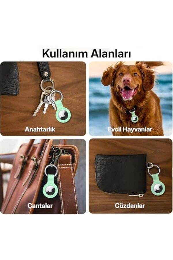 Snshop Ai̇rtag İçi̇n Koruyucu, Karabi̇nalı, Ci̇haza Tam Oturan Yumuşak Si̇li̇kon Kılıf Ve Anahtarlık