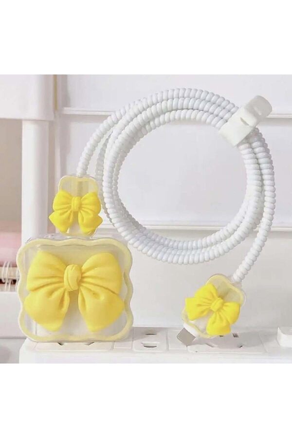 Modaflux Aksesuar (3566) Şarj Aleti̇ Kılıfı & Kablo Set – 18W/20W Uyumlu | Kurdele Fi̇gürlü Kılıfı, Ka