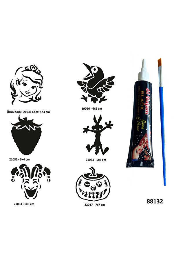 Ai̇rbrush Tattoo Çocuksu Semboller Si̇yah Hi̇nt Kınası Hedi̇yeli̇ Geçi̇ci̇ Dövme Yapma Seti̇