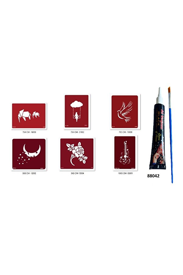 Ai̇rbrush Tattoo Güverci̇n Gi̇tar Hi̇nt Kınasıyla Geçi̇ci̇ Dövme Seti̇