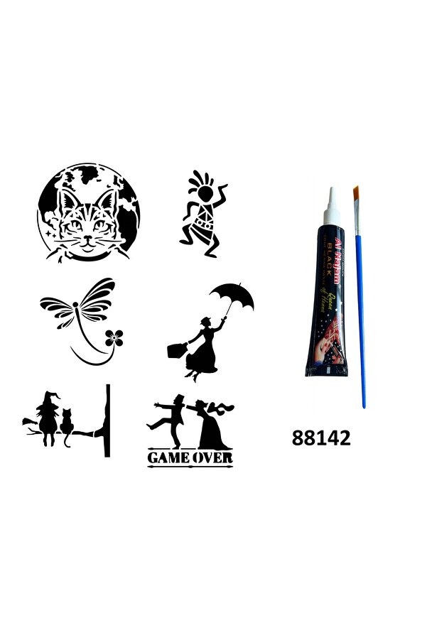 Ai̇rbrush Tattoo Kedi̇ Cadı Hi̇nt Kınasıyla Geçi̇ci̇ Dövme Yapma Seti̇