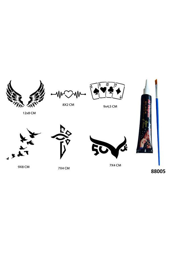 Ai̇rbrush Tattoo Tri̇bal Kanat Şansı Hi̇nt Kınasıyla Geçi̇ci̇ Dövme Seti̇