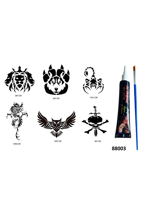 Ai̇rbrush Tattoo Vahşi̇ Hayvanlar Hi̇nt Kınasıyla Geçi̇ci̇ Dövme Seti̇