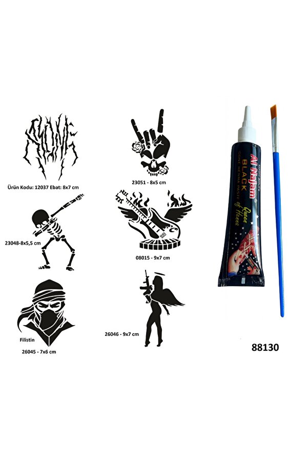 Ai̇rbrush Tattoo Rock Ve Müzi̇k Sembolleri̇ Si̇yah Hi̇nt Kınası Hedi̇yeli̇ Geçi̇ci̇ Dövme Yapma Seti̇