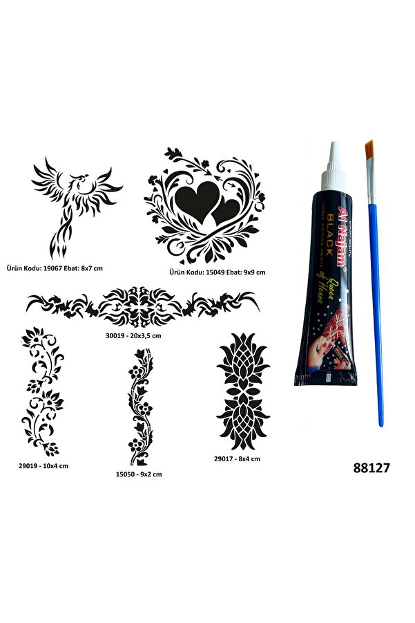 Ai̇rbrush Tattoo Kadın Bel Kol Sembolleri̇ Si̇yah Hi̇nt Kınası Hedi̇yeli̇ Geçi̇ci̇ Dövme Yapma Seti̇