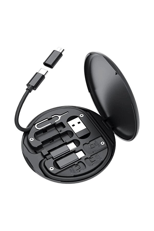 Go İthalat 60W Destekli Kablo Kutusu Seyahat Kablo Seti 5&Ampaposi 1 Arada Usb Type-C Şarj Kablosu Seti () Gl