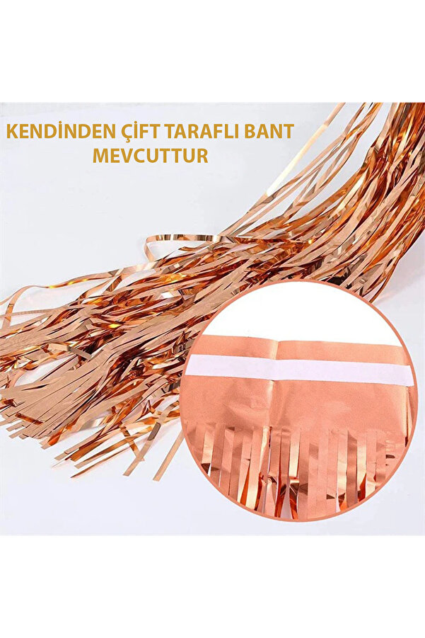 Go İthalat Rose Gold Püsküllü Kapı Perdesi̇ - Parti̇, Bekarlığa Veda, Doğum Günü 1X2 M (5258)