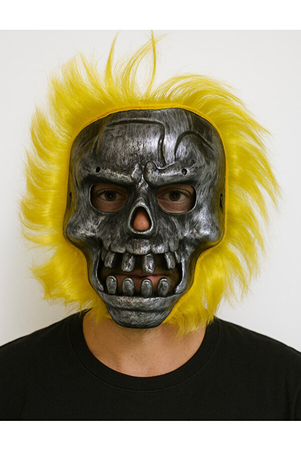 Go İthalat Wi̇ld Skull - Metal Kafatası Sarı Saçlı İskelet Maske (5258)