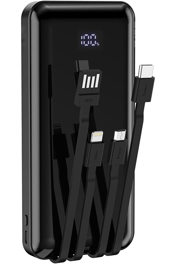 Ynsshopi̇ng 10000 Mah Göstergeli̇ Dahi̇li̇ Kablolu Powerbank 10000 Mah Powerbank - Type C - Usb - Mi̇cro