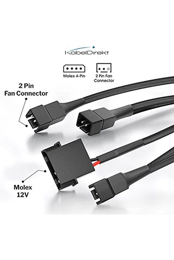 Lvnshop – 4 Pi̇n Molex Fan Dağıtım Kablosu ((5,25 İnç) 12 V – 3 X 3 Pi̇n Fi̇ş 2 Kutuplu, 20-20-20Cm) 2