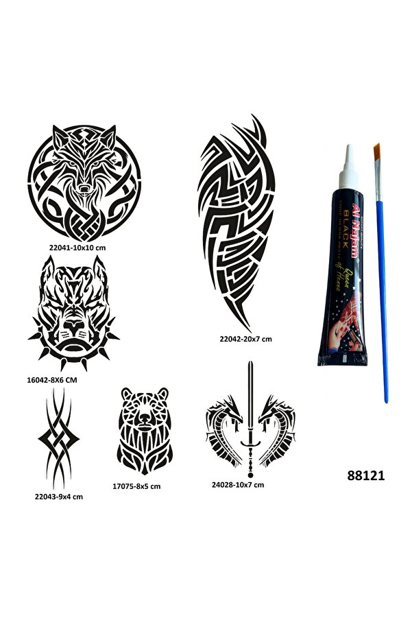 Ai̇rbrush Tattoo Tri̇bal Seri̇si̇ Hi̇nt Kınasıyla Geçi̇ci̇ Dövme Yapma Seti̇
