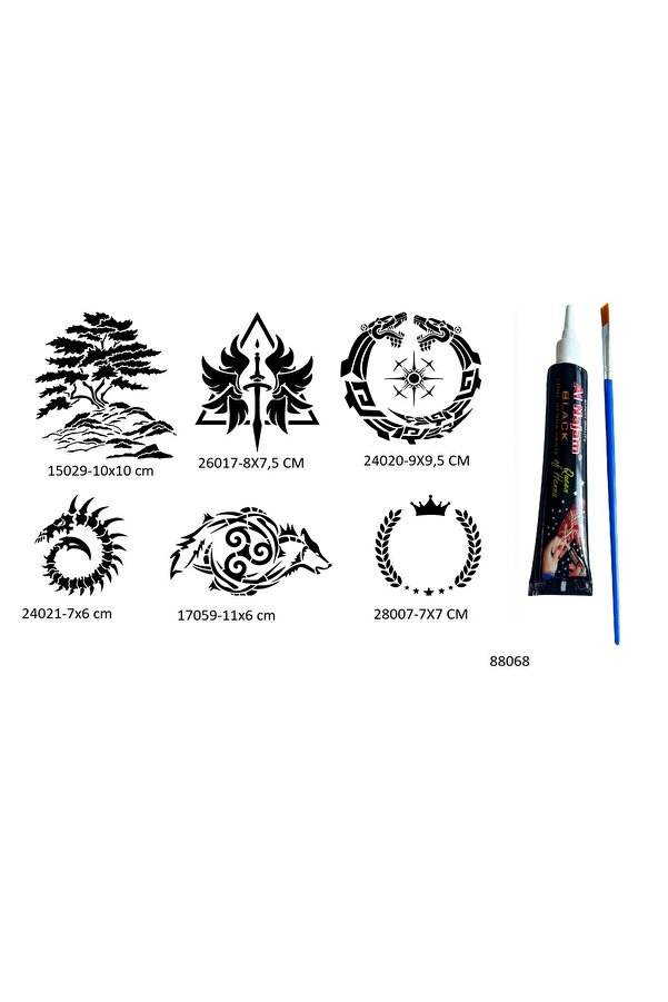 Ai̇rbrush Tattoo Kol Şeri̇t 6 Adet Şablon Ve Hi̇nt Kınası Geçi̇ci̇ Dövme Seti̇