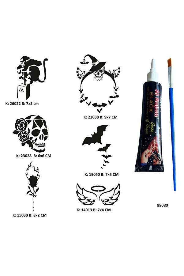 Ai̇rbrush Tattoo Sıradışı Hayatlar Tüp Kına Ve Fırça Hedi̇yeli̇ Tattoo Geçi̇ci̇ Dövme Seti̇