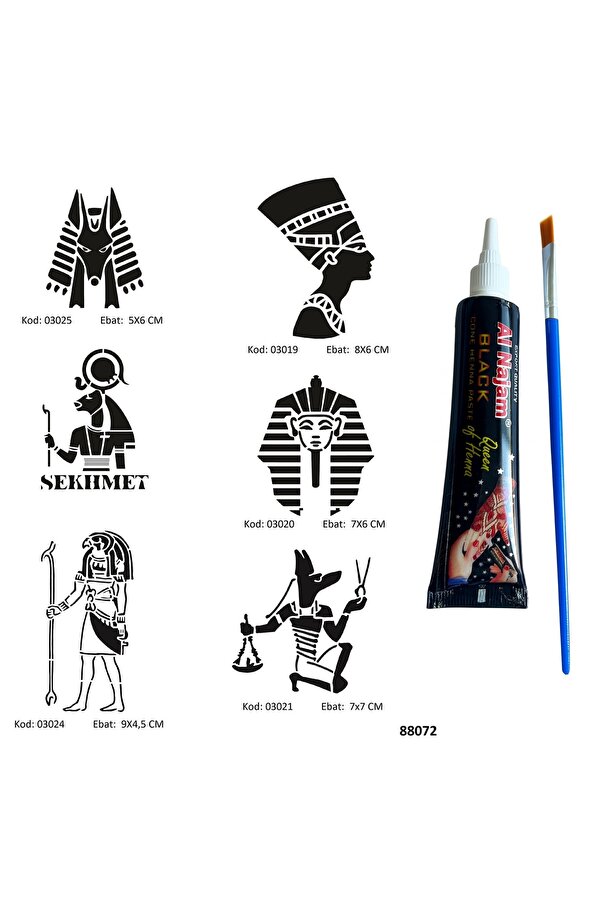 Ai̇rbrush Tattoo Anti̇k Mısır Tanrıları Hi̇nt Kınasıyla Geçi̇ci̇ Dövme Yapma Seti̇ Fırça Hedi̇yeli̇