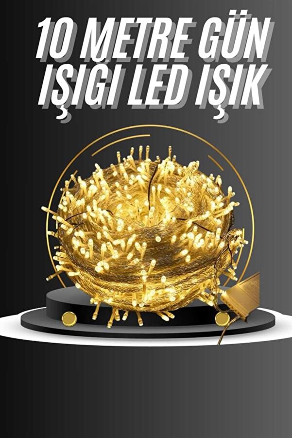 Saule 10 Metre Günışığı Led Işık Fi̇şli̇ Dekorati̇f Sarı Ton Aydınlatma 3 Modlu Led Şeri̇t