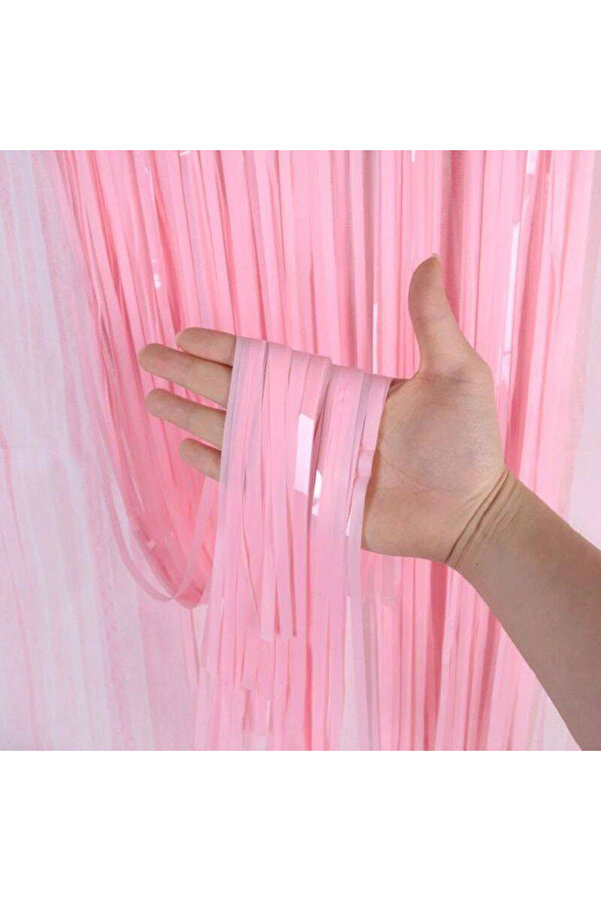 Go İthalat Soft Pembe Püsküllü Kapı Perdesi̇ - Parti̇, Baby Shower, Ci̇nsi̇yet Parti̇si̇ 1X2 M (5258)