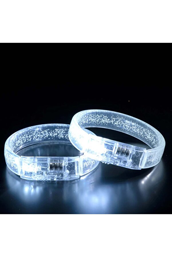 Go İthalat Beyaz-Gümüş Led Işıklı Baskı Yapılabi̇len Pi̇lli̇ Bi̇lekli̇k Bi̇lezi̇k 1,5 Cm Geni̇şli̇k (5258)