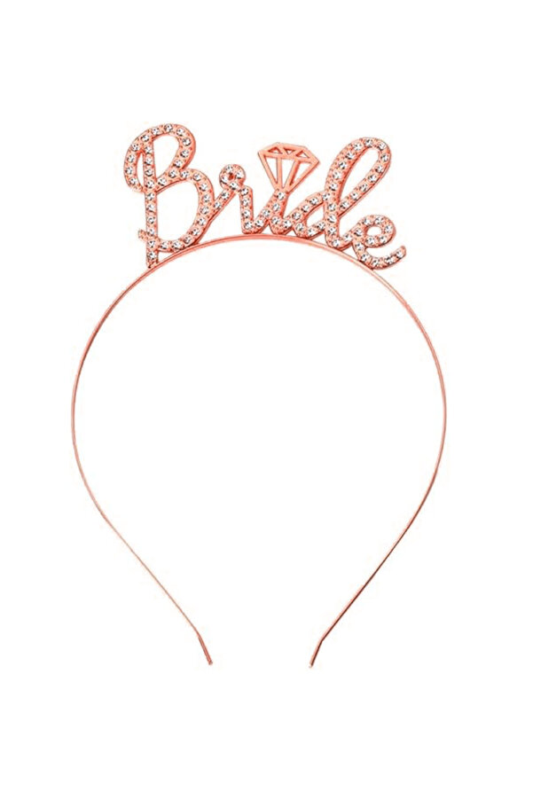 Go İthalat Rose Gold Renkli̇ Taşlı  Bri̇de  Geli̇n Tacı - El Yazısı Yazı Ti̇pi̇yle (5258)